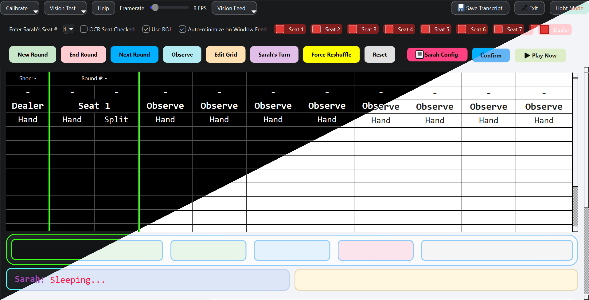 Sarah dashboard in light and dark modes